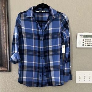 Old Navy Blue Plaid Blouse